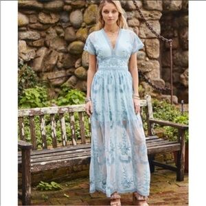 Altar'd State Light Blue Lace Trim Top